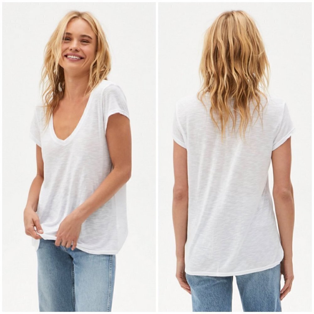 💕MICHAEL STARS💕 Allison V-neck T-shirt ~ White One Size NWOT